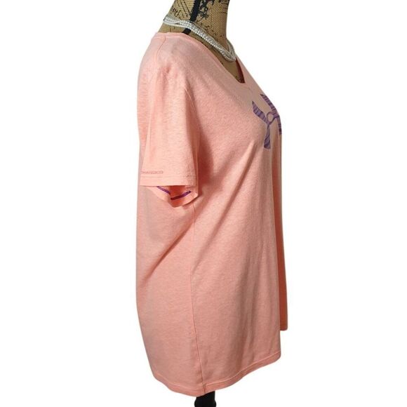 Under Armour Womens HeatGear Tee L Peach UA Semi-Fitted V-Neck T-Shirt Sporty - Picture 2 of 8